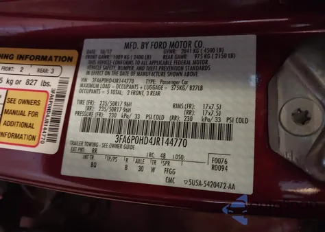 2018 Ford Fusion Se z USA, uszkodzony, nr VIN 3FA6P0HD4JR144770